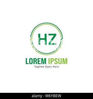 Initial HZ logo template with modern frame. Minimalist HZ letter logo vector illustration design Stock Vector