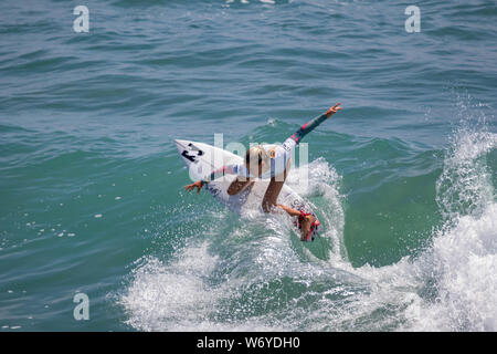 Sanoa Dempfle-Olin competes in the Vans US Open of Surfing 2019 Stock ...