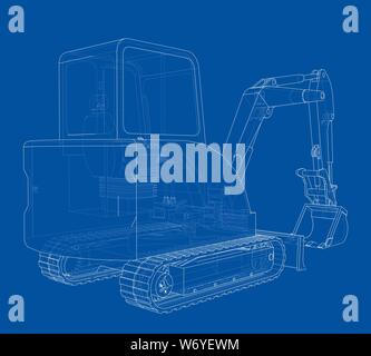 Sketch of Small Treactor with Actor. Vector Stock Vector