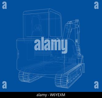 Sketch of Small Treactor with Actor. Vector Stock Vector