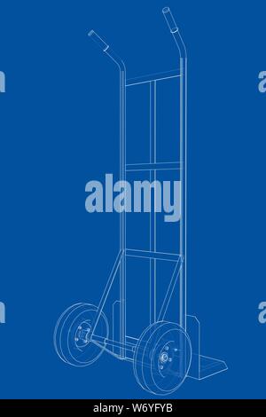 Outline delivery trolley or hand truck. Vector Stock Vector