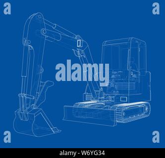 Sketch of Small Treactor with Actor. Vector Stock Vector