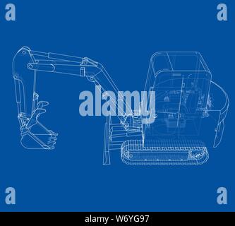 Sketch of Small Treactor with Actor. Vector Stock Vector