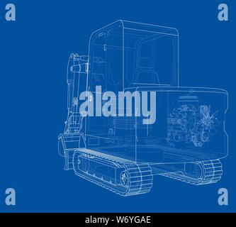 Sketch of Small Treactor with Actor. Vector Stock Vector