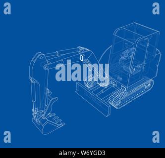 Sketch of Small Treactor with Actor. Vector Stock Vector