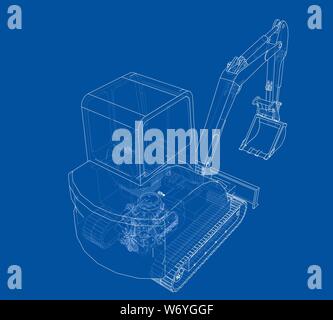 Sketch of Small Treactor with Actor. Vector Stock Vector