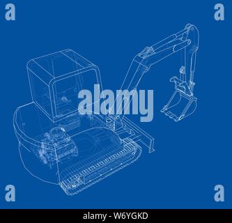 Sketch of Small Treactor with Actor. Vector Stock Vector