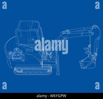 Sketch of Small Treactor with Actor. Vector Stock Vector