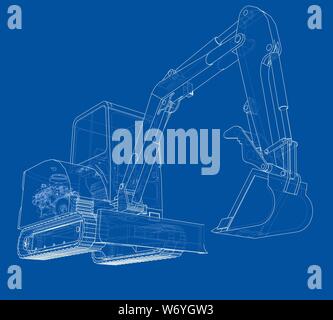 Sketch of Small Treactor with Actor. Vector Stock Vector