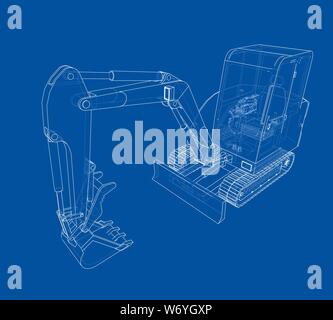 Sketch of Small Treactor with Actor. Vector Stock Vector