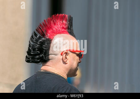 Blackpool, Lancashire, UK. 3rd August 2019. The fabulous Punk Rebellion festival returns to the Winter Gardens in Blackpool for a weekend of live punk rock music.  The Rebellion Festival, formerly Holidays in the Sun and the Wasted Festival is a British punk rock festival first held in 1996.  This open to all event draws thousands of overseas visitors to see all their favourite punk musicians in one place.  Credit: Cernan Elias/Alamy Live News Stock Photo