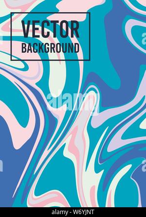Marble pastel texture. Vector abstract background A4. Fluid art. Liquid mixed paint colors pink, blue, white. Colorful liquid. Template for poster, card, brochure, invitation, cover book catalogue Stock Vector