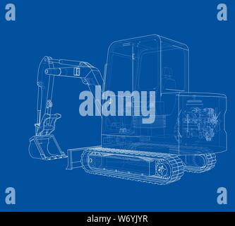 Sketch of Small Treactor with Actor. Vector Stock Vector
