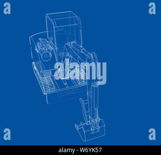 Sketch of Small Treactor with Actor. Vector Stock Vector