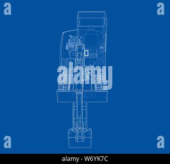 Sketch of Small Treactor with Actor. Vector Stock Vector