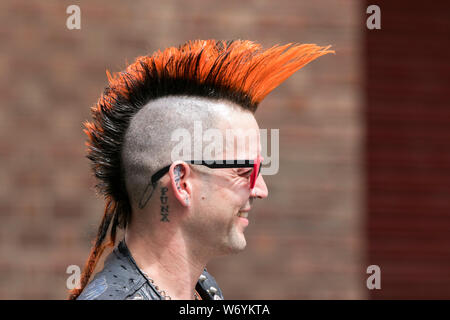 Blackpool, Lancashire, UK. 3rd August 2019. The fabulous Punk Rebellion festival returns to the Winter Gardens in Blackpool for a weekend of live punk rock music.  The Rebellion Festival, formerly Holidays in the Sun and the Wasted Festival is a British punk rock festival first held in 1996.  This open to all event draws thousands of overseas visitors to see all their favourite punk musicians in one place.  Credit: Cernan Elias/Alamy Live News Stock Photo