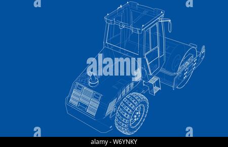 Construction machine. Asphalt compactor vector Stock Vector