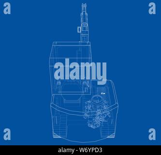 Sketch of Small Treactor with Actor. Vector Stock Vector