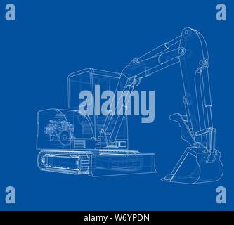 Sketch of Small Treactor with Actor. Vector Stock Vector