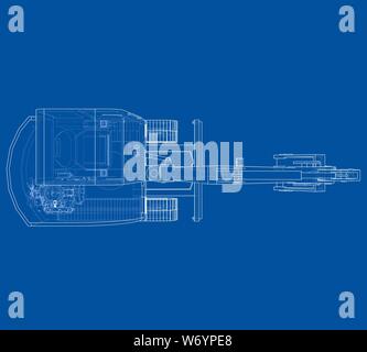 Sketch of Small Treactor with Actor. Vector Stock Vector