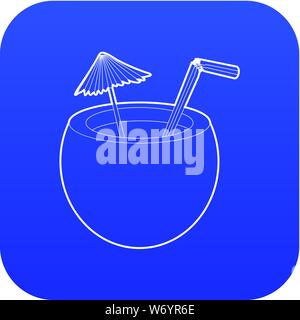 Coconut cocktail icon blue vector Stock Vector