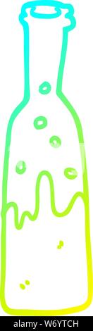 cold gradient line drawing of a cartoon bottle of pop Stock Vector