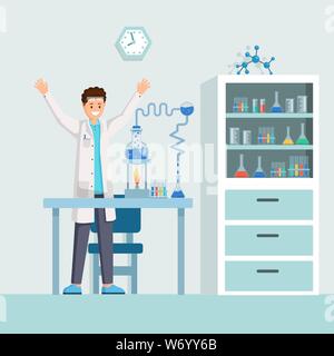 Cartoon Scientist And His Scientific Discovery Stock Vector Art ...
