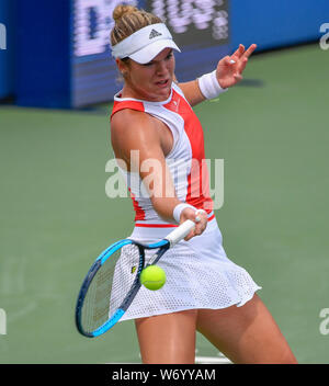 August 3, 2019: Caty McNally (USA) loses to Camila Giorgi (ITA) 7-6, 6-2, at the CitiOpen being played at Rock Creek Park Tennis Center in Washington, DC, . © Leslie Billman/Tennisclix/CSM Stock Photo