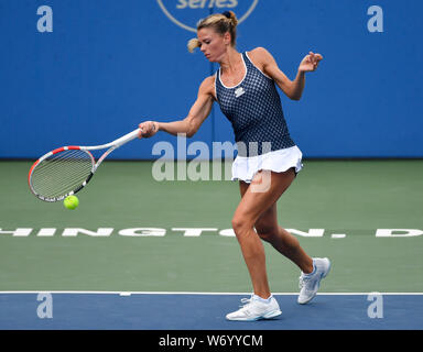 August 3, 2019: Camila Giorgi (ITA) defeated Caty McNally (USA) 7-6, 6-2, at the CitiOpen being played at Rock Creek Park Tennis Center in Washington, DC, . © Leslie Billman/Tennisclix/CSM Stock Photo