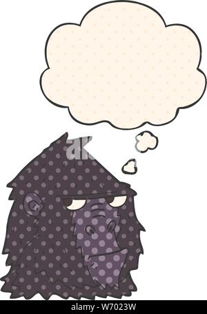 cartoon gorilla with thought bubble in comic book style Stock Vector