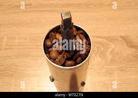 Retro coffee mill. Old coffee mill. Retro style coffee mill. Vintage mill. Stock Photo