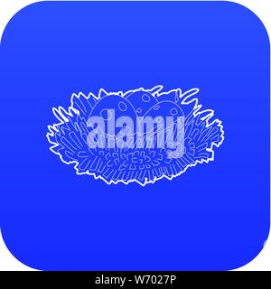 Bird nest with eggs icon blue vector Stock Vector
