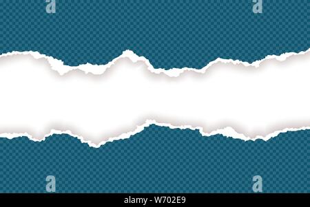 Horizontal torn paper edge. Ripped squared horizontal paper strips. Vector illustration. Stock Vector