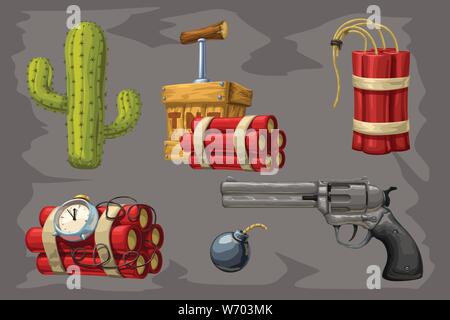 wild west collection on grey Stock Vector