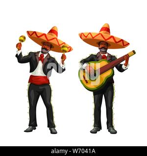 mariachi with guitar and maracas Stock Vector