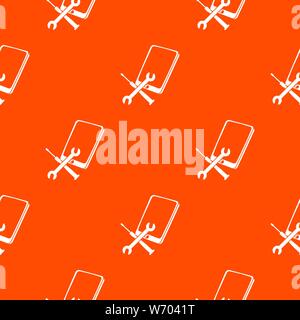 Repair smartphone pattern vector orange Stock Vector