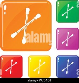 Cotton buds icons set vector color Stock Vector