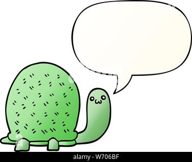 cute cartoon turtle with speech bubble in smooth gradient style Stock Vector