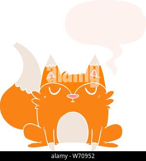 cartoon fox with speech bubble in retro style Stock Vector