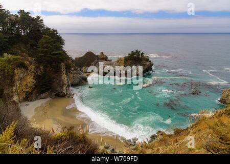 Rugged California coastline in the fall Stock Photo