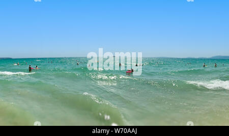 Selective focus, of the Beach and sea at Platja de Palma in Mallorca Spain Stock Photo