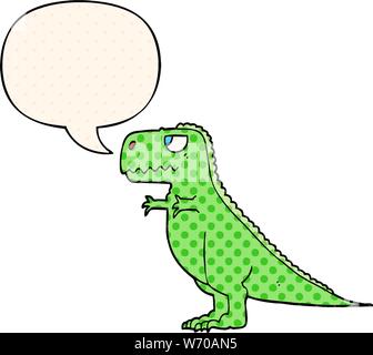 cartoon dinosaur with speech bubble in comic book style Stock Vector