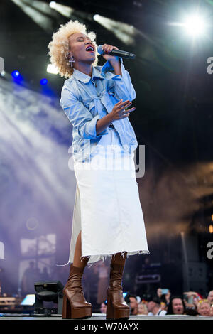 Brighton, UK. 3rd August 2019. Emeli Sande performs as special guest on the main stage at Pride In The Park at Preston Park, Brighton on 3rd August 2019 Picture by Tabatha Fireman/Female Perspective Credit: Female Perspective/Alamy Live News Stock Photo