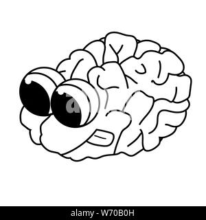 ute purposeful cartoon brain. Isolated outline stock vector illustration Stock Vector