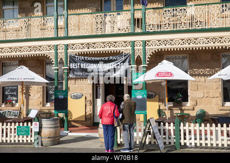 Historic Australian pub, the Richmond Arms Hotel in the village of Richmond in Tasmania,Australia Stock Photo