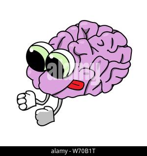 cute purposeful cartoon brain. Isolated stock vector illustration Stock Vector