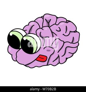 cute purposeful cartoon brain. Isolated stock vector illustration Stock Vector