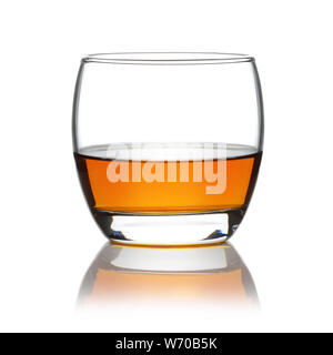 A Scotch in a round tumbler isolated on white Stock Photo