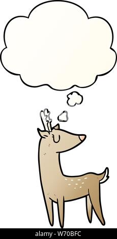 cartoon deer with thought bubble in smooth gradient style Stock Vector