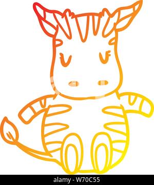 warm gradient line drawing of a cute zebra Stock Vector